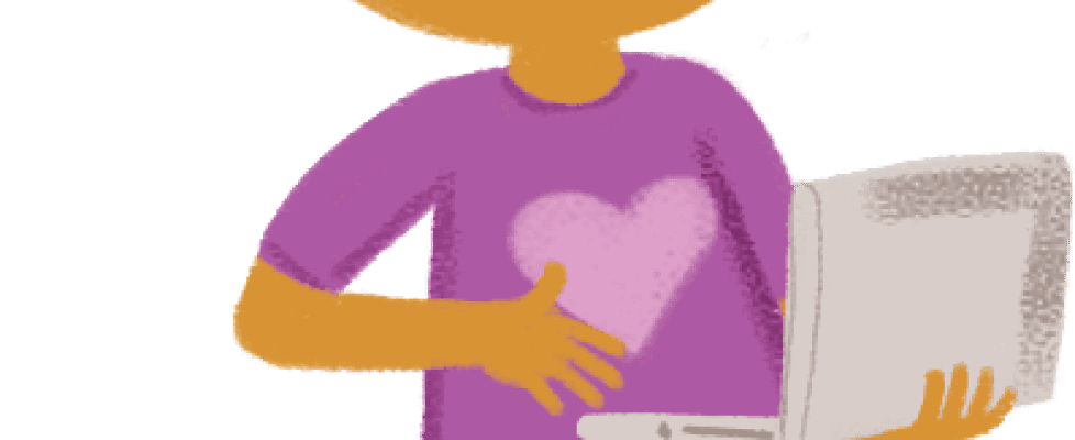 Illustration: Girl with laptop computer