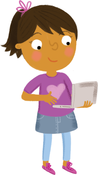 Illustration: Girl with laptop computer