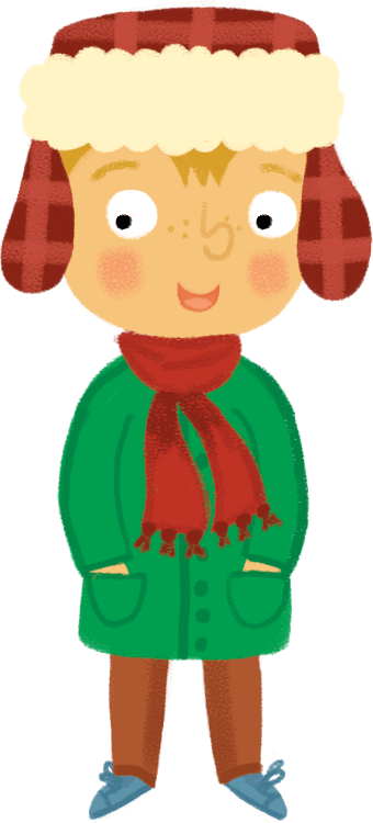 Illustration: Boy wearing hat, scarf and warm jacket