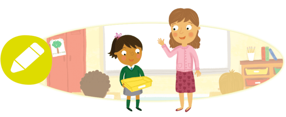 Teacher and pupil in class