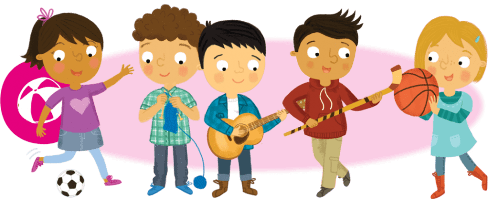 Kids showing various hobbies and pastimes