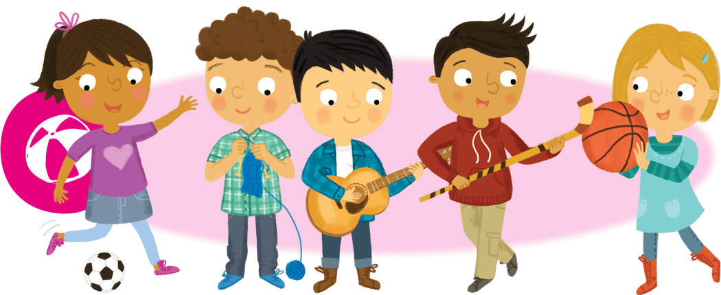 Kids showing various hobbies and pastimes