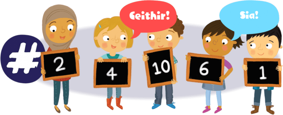 Group of children holding numbers