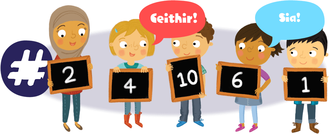 Group of children holding numbers
