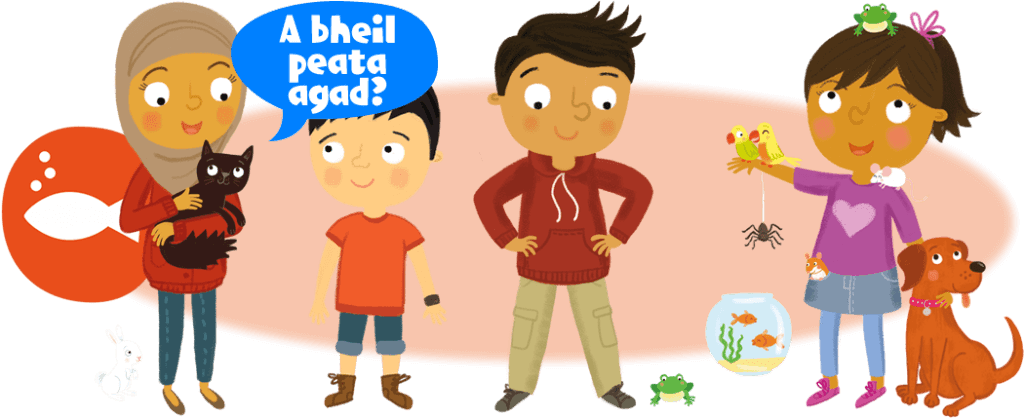 Illustration: Kids with pets
