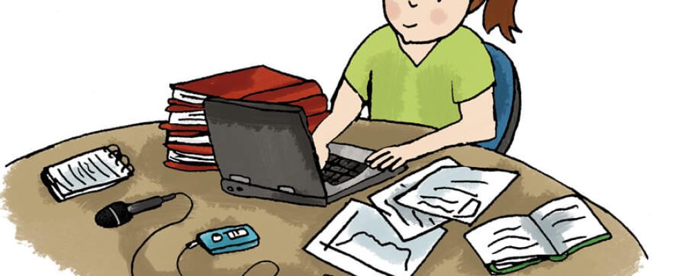 Illustration - girl using computer