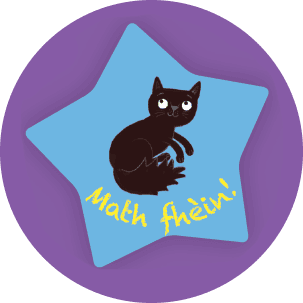 Image: Sticker with 'Math Fhein' written on it