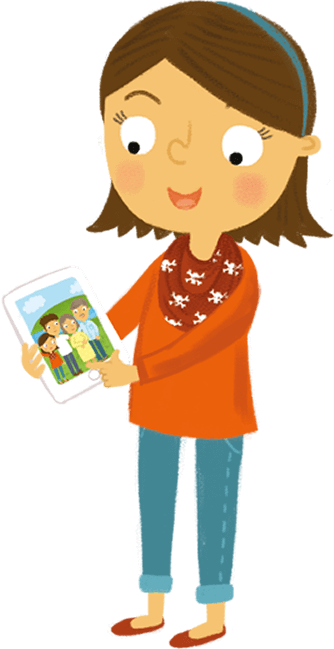 Illustration: Lady holding tablet computer