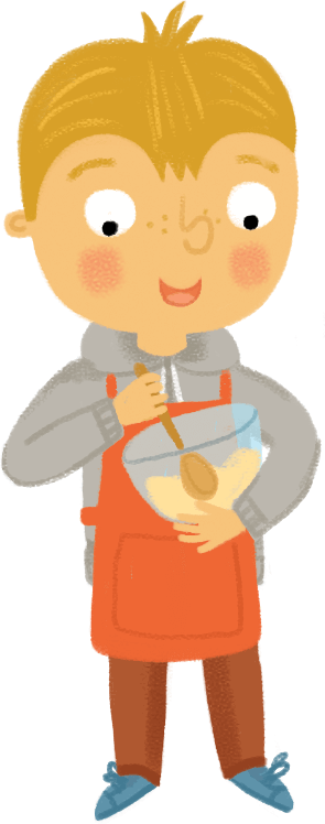 Illustration: Boy with cooking bowl