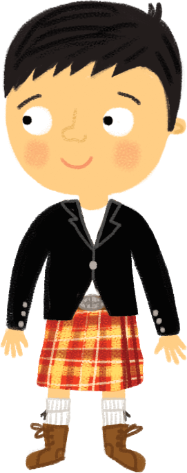 Illustration: Boy wearing kilt