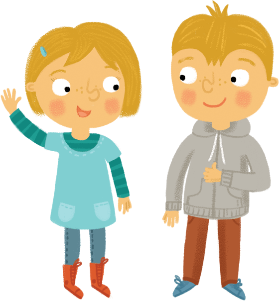 Illustration - Boy and girl greeting each other