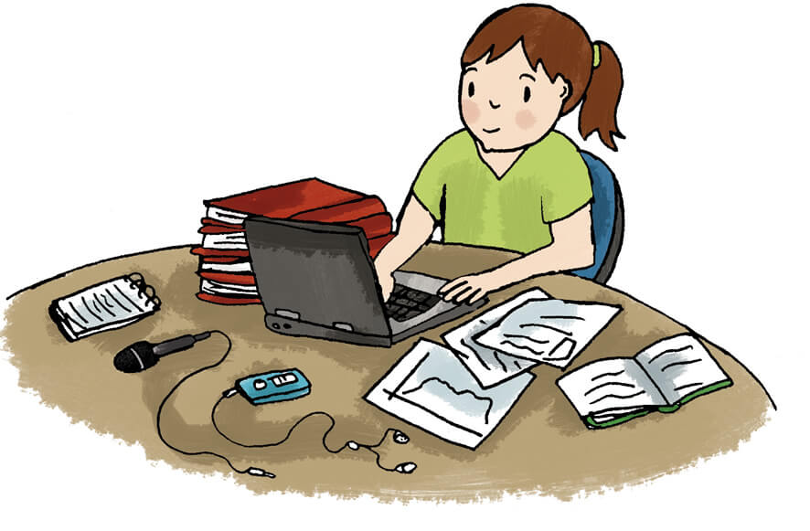 Illustration - girl using computer